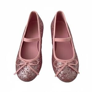 Funtasma Girls Pink Glitter Ballet Flats Size 10GC Mary Jane Strap Dress Shoes